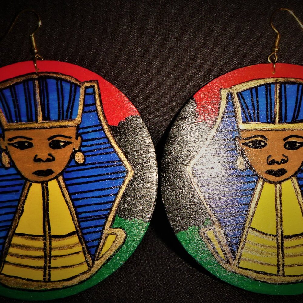 Afrocentric Earrings / Egyptian Queen Nefertiti Earrings / Hand-Crafted Earrings